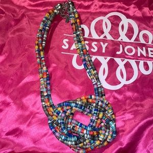Vintage Sassy Jones multicolored fabric necklace